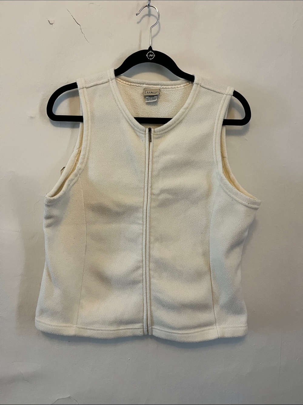 L.L. Bean Cream Fleece Zip-Front Vest